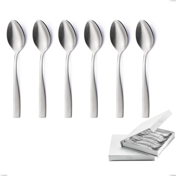 Confezione a libro 6 pezzi cucchiaini caff� infinity Sabbiato , Acciaio 18/10 (aisi 304 ) incisione laser, spessore 2.5 mm