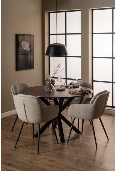 Sedia da pranzo beige in imbottito con braccioli Dora – Actona