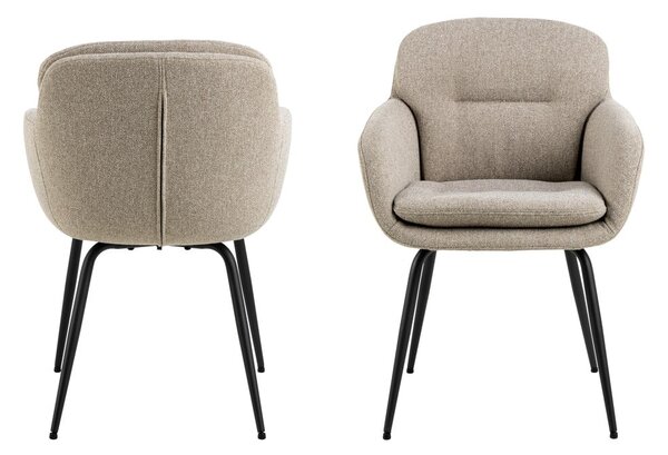 Sedia da pranzo beige in imbottito con braccioli Dora – Actona