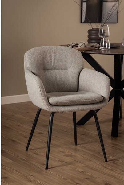 Sedia da pranzo beige in imbottito con braccioli Dora – Actona