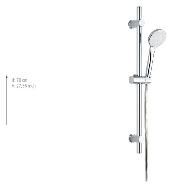 Set per doccia color argento lucido in acciaio inox con doccetta/con supporto scorrevole 70 cm Uno – Allstar