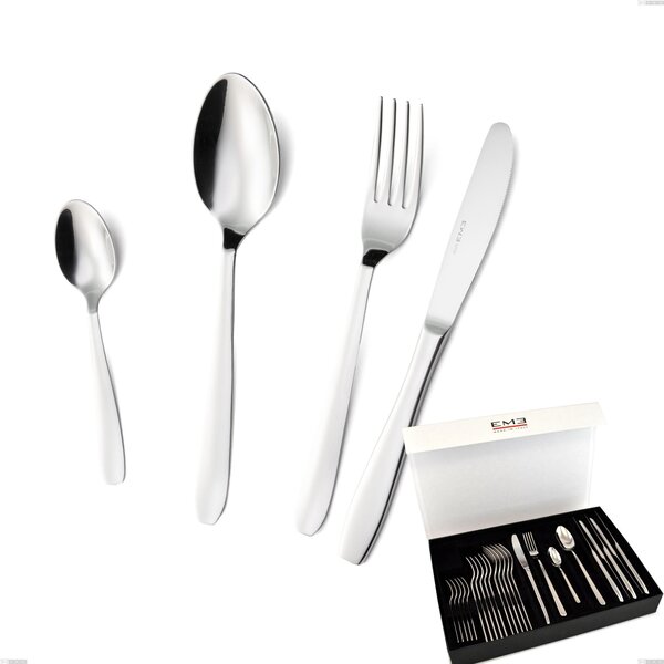 Set di posate 24 pezzi katya in confezione panoramica a libro coltello economico, Acciaio inox Aisi 304 Posate Lucide, spessore 2 mm