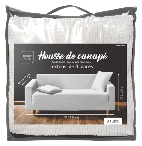 Copridivano color crema con rivestimento elastico per divano a 3 posti Sacha – douceur d'intérieur
