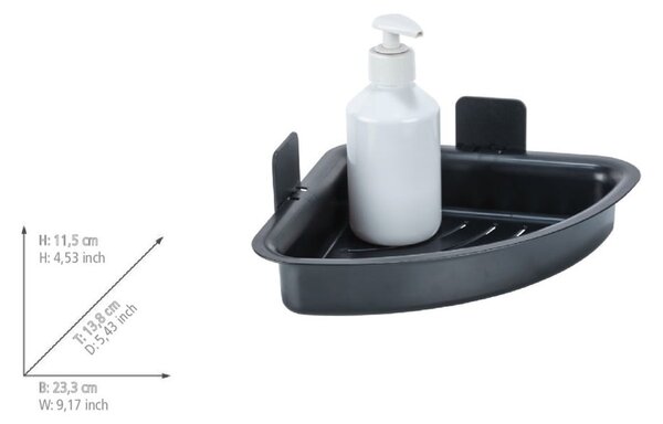 Mensola da bagno senza foratura nera in plastica Parma – Allstar