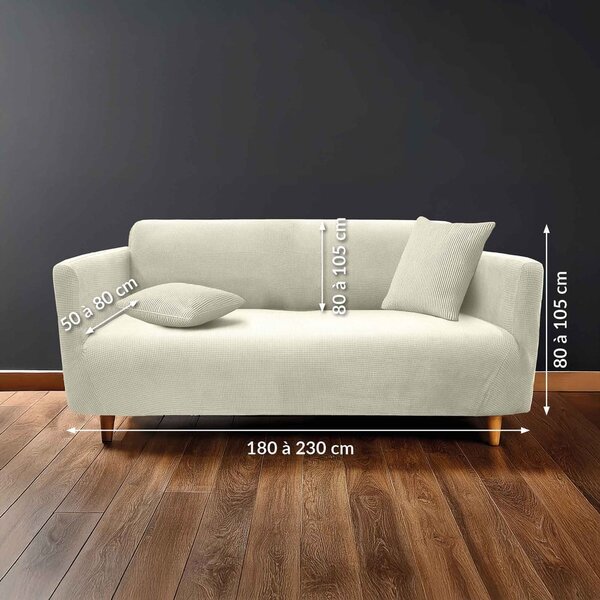 Copridivano color crema con rivestimento elastico per divano a 3 posti Sacha – douceur d'intérieur