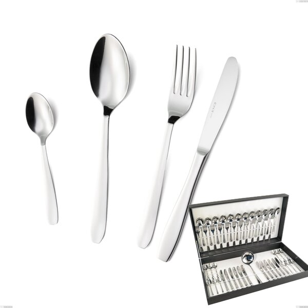 Astuccio 49 pezzi coltello economico katya, Acciaio inox Aisi 304 Posate Lucide, spessore 2 mm