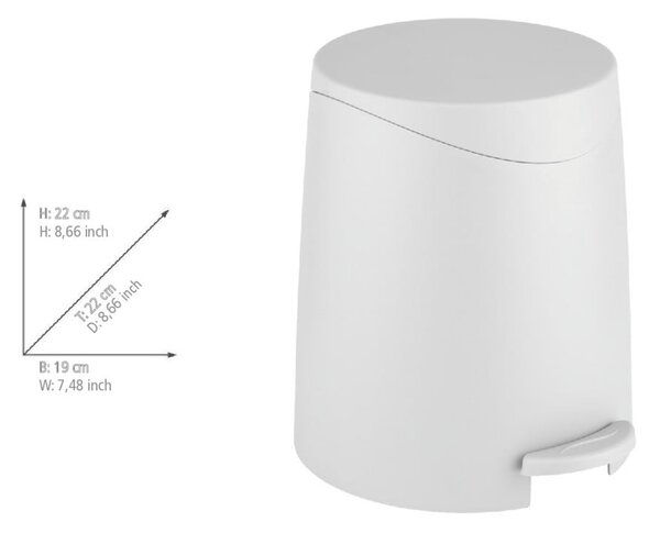 Cestino per la spazzatura bianco opaco in plastica con pedale 3 l Portes – Allstar