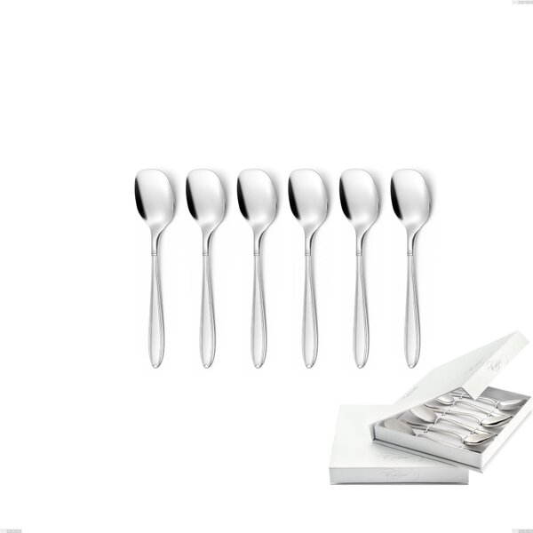 Confezione a libro 6 pezzi cucchiaini gelato Kappa, Acciaio inox 18.10 (AISI304), spessore 2.5 mm finitura inox Lucido