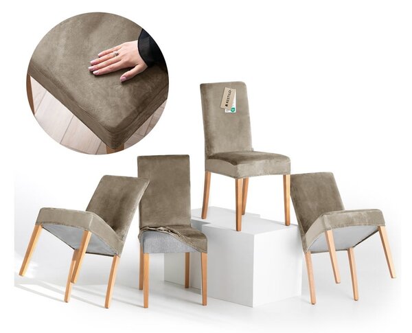 Set di coprisedia greige con rivestimento elastico per sedie 4 pz 48 cm Sento – Restilo