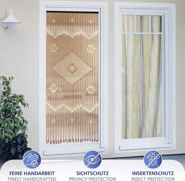 Tenda di colore naturale in bambù per porte 90x200 cm Rhombus – Maximex