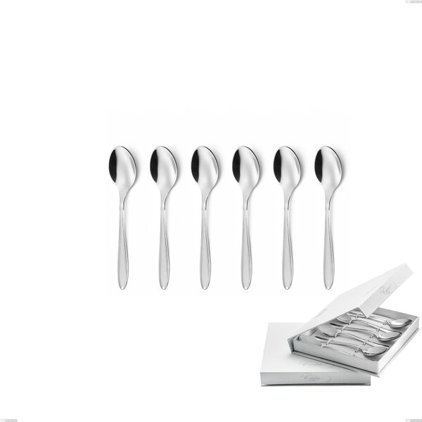 Confezione a libro 6 pezzi cucchiaini caff� Kappa Sabbiato, 18/10 (AISI304) , spessore 2,5 mm