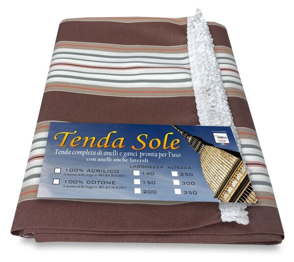 Tenda impermeabile per balcone con ganci da esterno - cm 140x250 , Marrone