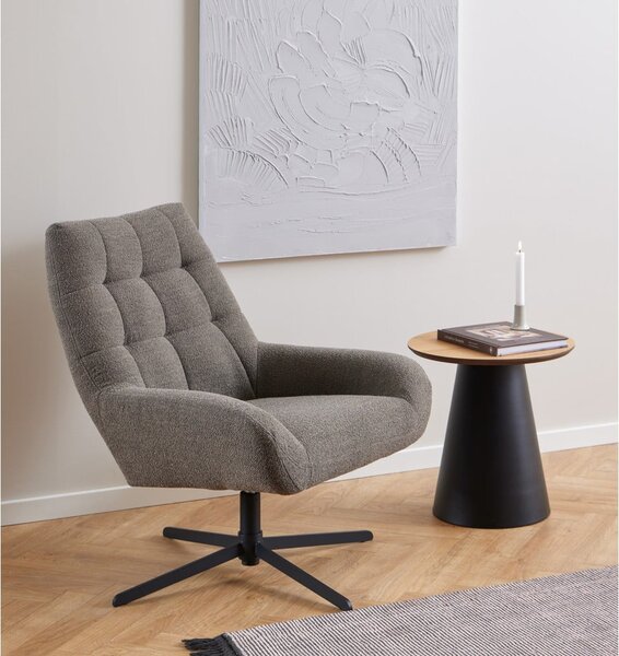 Tavolino rotondo nero e naturale con piano in rovere ø 45 cm Soli - Actona