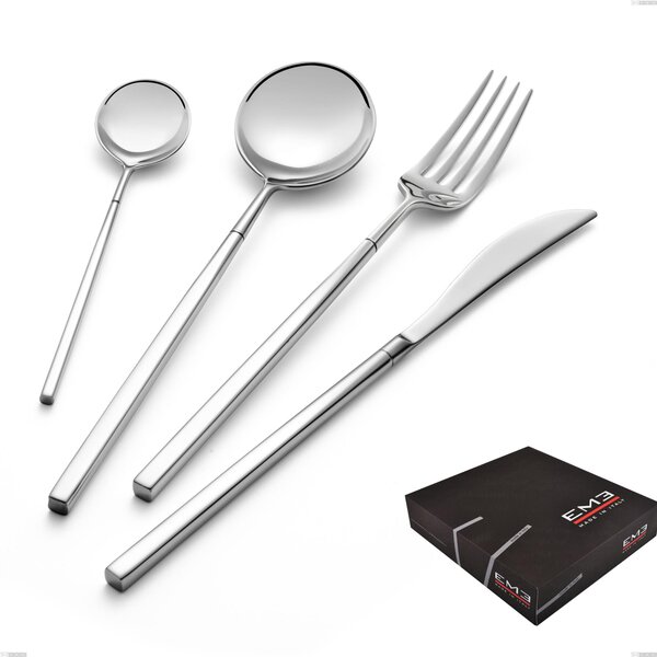 Set di posate 75 pezzi kyoto in confezione regalo, Acciaio inox (Aisi 304) inox lucido