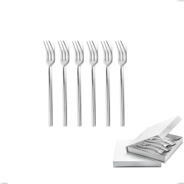Confezione a libro 6 pezzi forchette dolce kyoto, Acciaio inox (Aisi 304) inox lucido