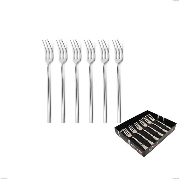 Confezione vetrina 6 pezzi forchettine dolce kyoto, Acciaio inox (Aisi 304) inox lucido