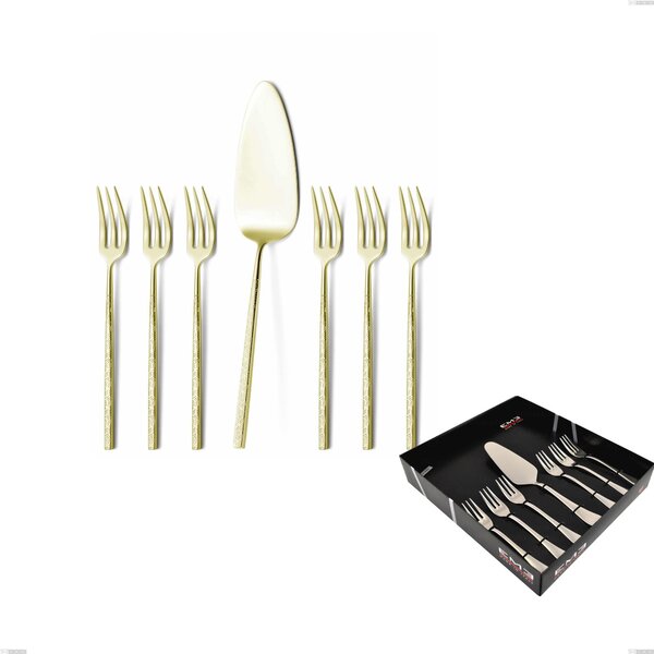Confezione vetrina 7 pezzi dolce Kyoto Origami Tin Gold, Acciaio inox (Aisi 304) trattamento pvd acciaio lucido