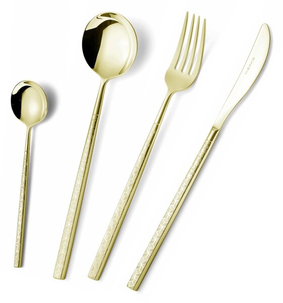 Confezione a libro 6 pezzi cucchiaini caff� Kyoto Origami Tin Gold, Acciaio inox (Aisi 304) trattamento pvd acciaio lucido