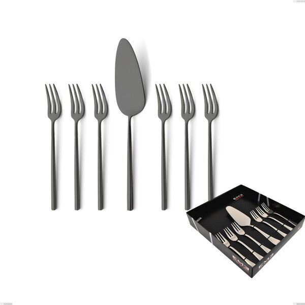 Confezione vetrina 7 pezzi dolce Kyoto Sabbiato Black, Acciaio inox (Aisi 304) inox sabbiato