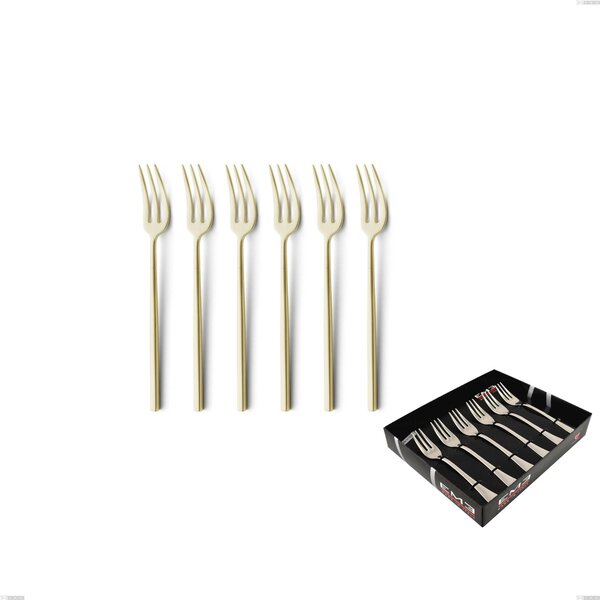 Confezione vetrina 6 pezzi forchettine dolce Kyoto Sabbiato Champagne, Acciaio inox (Aisi 304) inox sabbiato