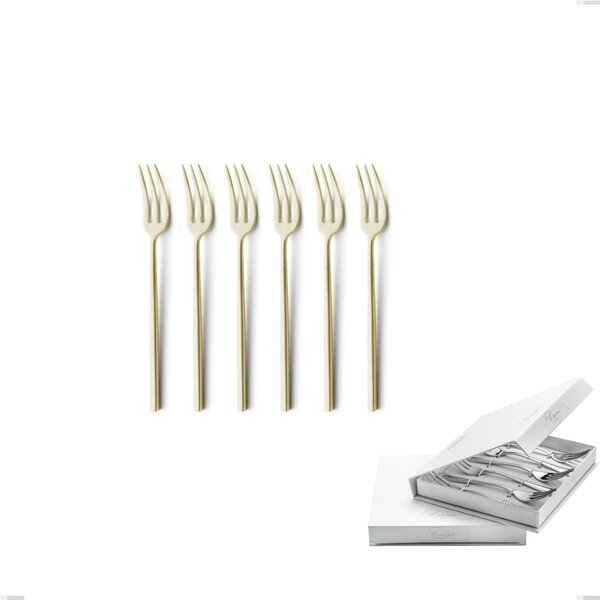 Confezione a libro 6 pezzi forchette dolce Kyoto Sabbiato Champagne, Acciaio inox (Aisi 304) inox sabbiato