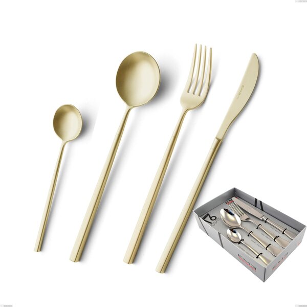Confezione vetrina 16 pezzi Kyoto Sabbiato Champagne, Acciaio inox (Aisi 304) inox sabbiato