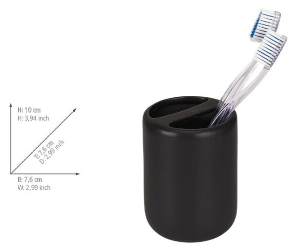 Portaspazzolino nero opaco in ceramica Olinda – Allstar