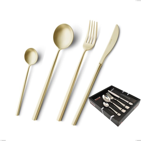 Confezione vetrina 24 pezzi Kyoto Sabbiato Champagne, Acciaio inox (Aisi 304) inox sabbiato