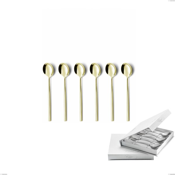 Confezione a libro 6 pezzi cucchiaini caff� Kyoto Tin Gold, Acciaio inox (Aisi 304) trattamento pvd acciaio lucido