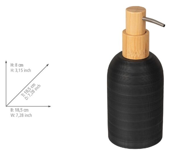 Dispenser per sapone nero opaco in poliresina 250 ml Altavalle – Wenko