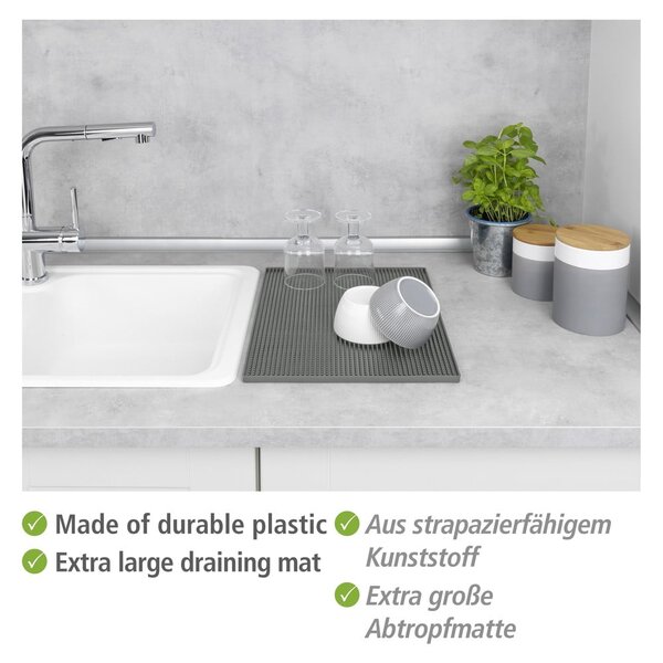 Tappetino scolapiatti grigio in gomma 40x30 cm Maxi – Wenko