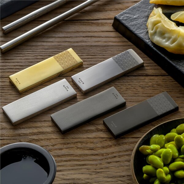 Poggia Posate supporto per set SUSHI in acciaio 18.10 dimensioni 75x25 h 10 mm accoglie accoglie Coppia Chopstick finitura inox Sabbiata