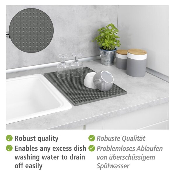 Tappetino scolapiatti grigio in gomma 40x30 cm Maxi – Wenko