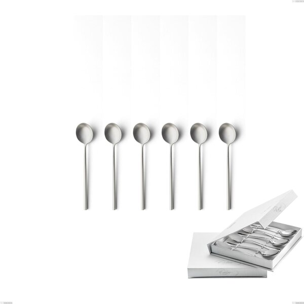 Confezione a libro 6 pezzi cucchiaini caff� Kyoto Sabbiato, Acciaio inox (Aisi 304) inox sabbiato