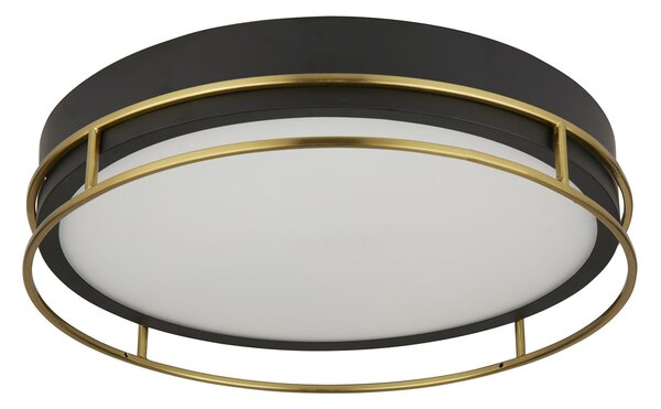 Plafoniera Contemporanea Fenice Acciaio Nero Vetro 3 Luci E14 40Cm
