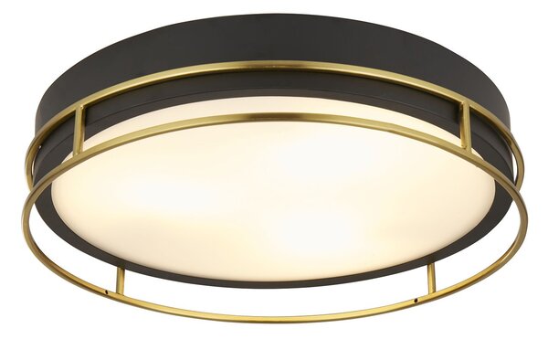 Plafoniera Contemporanea Fenice Acciaio Nero Vetro 3 Luci E14 40Cm