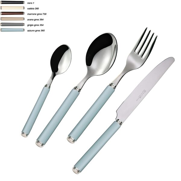 Set Posate colorate 4 pezzi LINEA GRES 1 Coltello 1 Forchetta 1 Cucchiaio 1 Cucchiano caffe in acciaio 1810