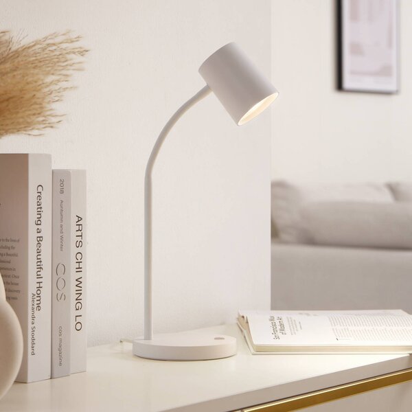 Lampada da scrivania Radka Lindby, Bianco / Opale, Studio / Ufficio, Plastica, Moderno, Lampada da tavolo