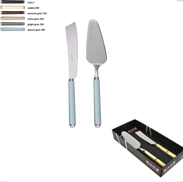 Confezione vetrina 2 pezzi,paletta pi� coltello dolce da servizio linea gres, acciaio 18/10 aisi 304 manici in acrilico