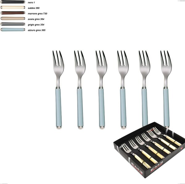 Confezione vetrina 6 pezzi forchette dolce linea gres, acciaio 18/10 aisi 304 manici in acrilico