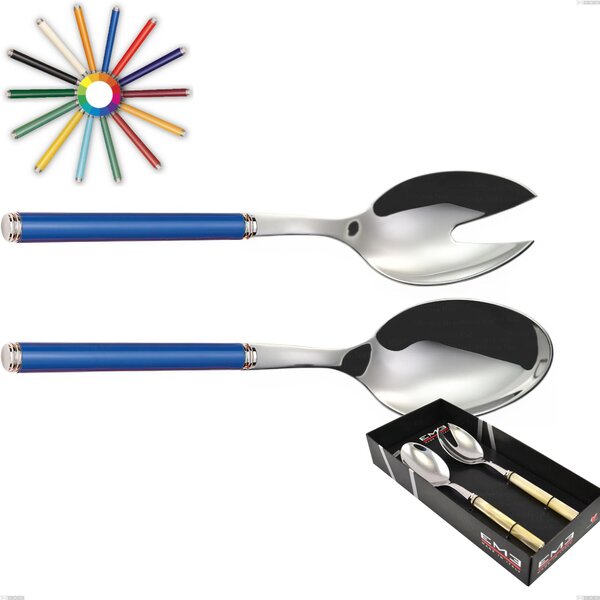 Confezione vetrina 2 pezzi insalata linea, Acciaio 18/10 (AISI304) inox lucido , manici in metacrilato