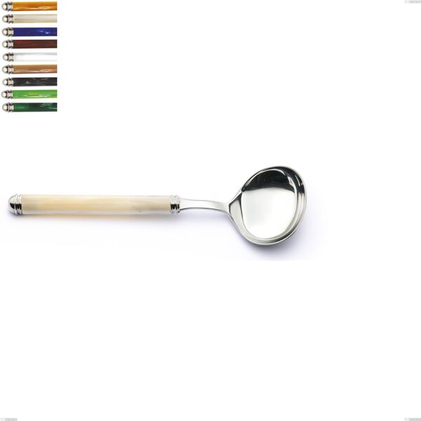 Cucchiaio salsa Linea Perlato, Acciaio inox 18/10 (AISI304) Lunghezza 200 mm manico in ABS doppia ghiera lavabili in lavastoviglie