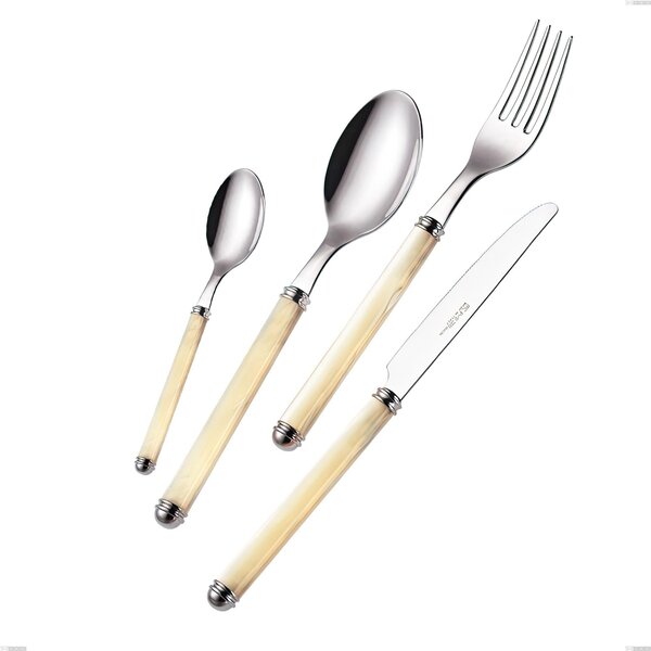Cucchiaio dolce Linea Perlato, Acciaio inox 18/10 (AISI304) Lunghezza 185 mm manico in ABS doppia ghiera lavabili in lavastoviglie