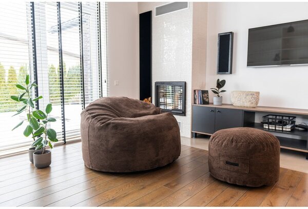Poggiapiedi nero con rivestimento in velluto a coste Om 60 – SLOWDOWN