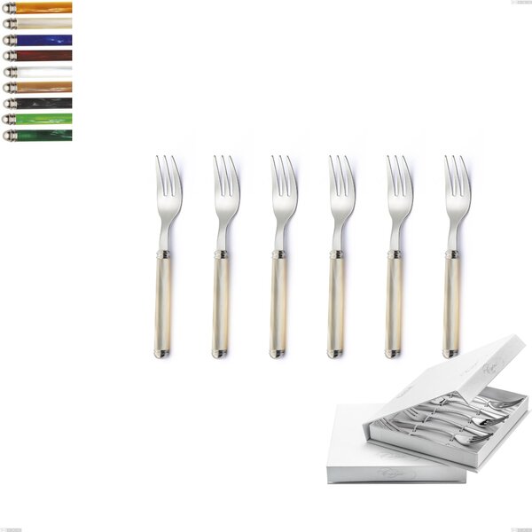 Confezione a libro 6 pezzi forchette dolce Linea Perlato, Acciaio inox 18/10 (AISI304)