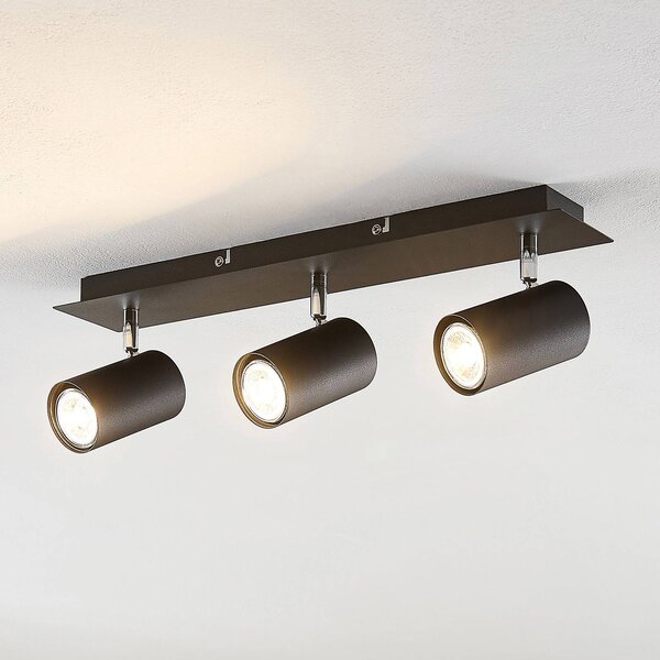 Lindby Faretto da soffitto Joffrey, 49 cm, nero, a 3 luci, GU10 Joffrey Lindby, dimmerabile, Nero, Soggiorno / Sala da pranzo, Metallo, Moderno, Faretto