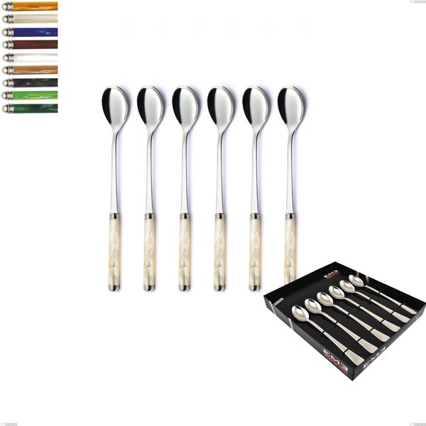 Confezione vetrina 6 pezzi cucchiaini bibita Linea Perlato, Acciaio inox 18/10 (AISI304)