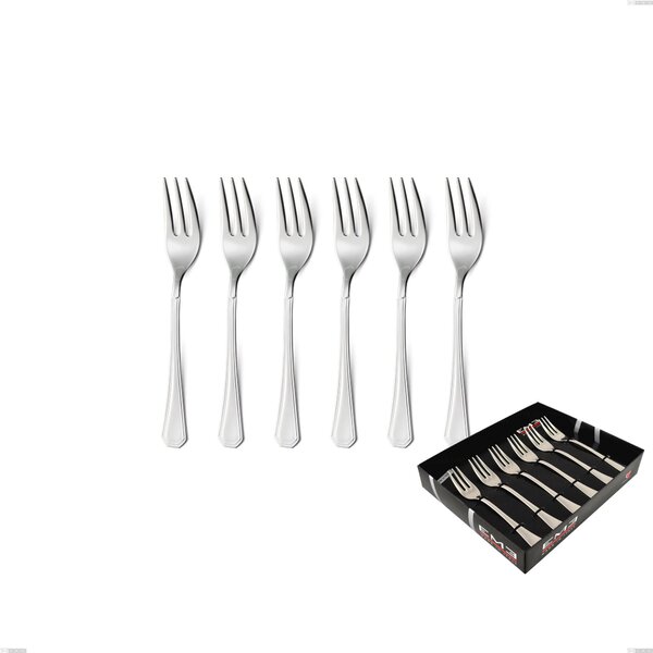 Confezione vetrina 6 pezzi forchettine dolce loira, Acciaio inox Aisi 304 lucido, spessore 2 mm, design Classico