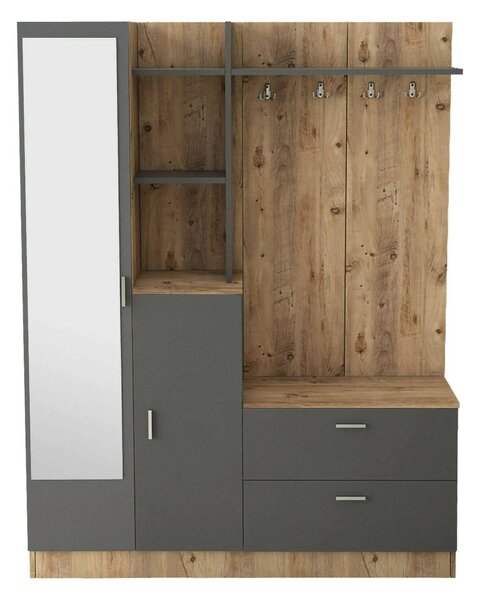 Mobile da ingresso porta scarpe 4 ante quercia e antracite 140x181h cm - Anumali