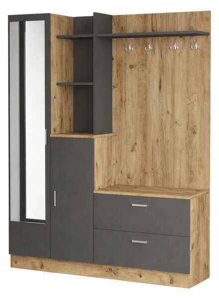 Mobile da ingresso porta scarpe 4 ante quercia e antracite 140x181h cm - Anumali